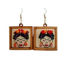 Bild von handbestickte Ohrringe - Frida Kahlo