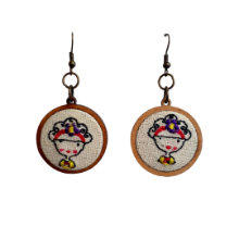 Bild von handbestickte Ohrringe - Frida Kahlo
